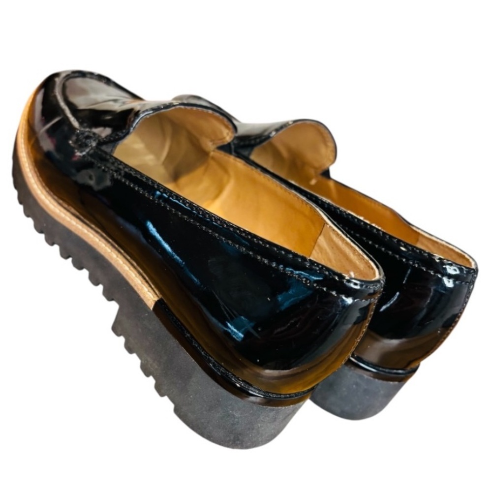 Franco Sarto Women’s Cypress Black Shiny Slip On Chunk Lug Loafers Size 6.5 - Picture 7 of 11